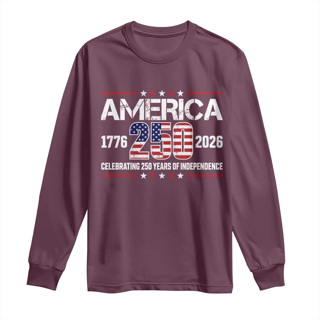 250th Anniversary Long Sleeve Shirt American 250 Years Birthday Patriotic 1776 2026