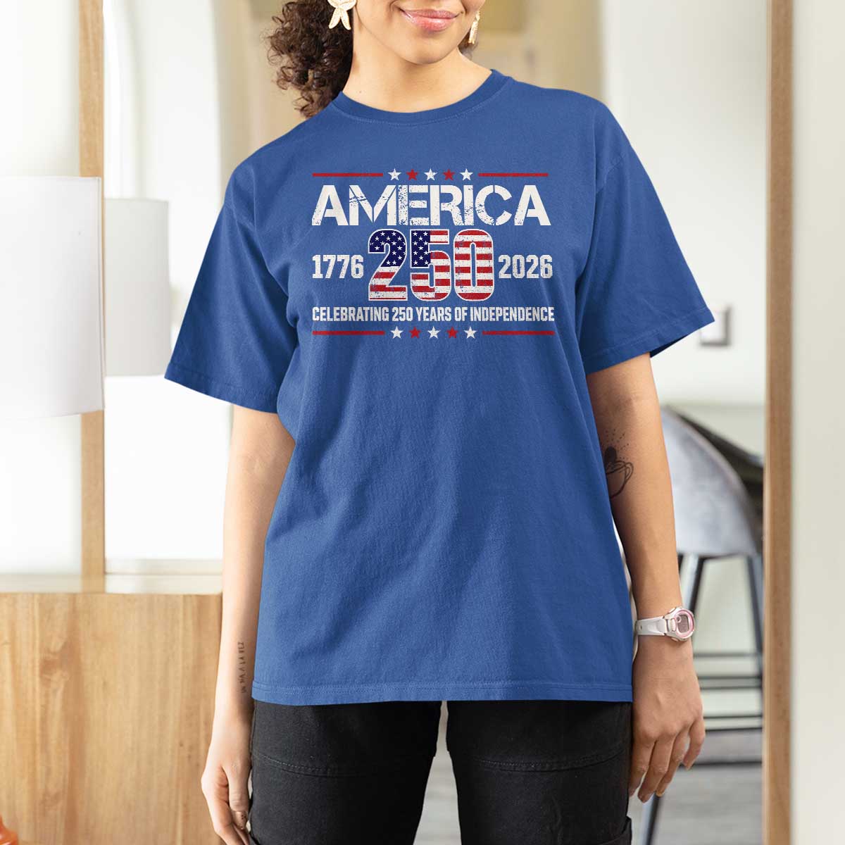 250th Anniversary T Shirt For Women American 250 Years Birthday Patriotic 1776 2026