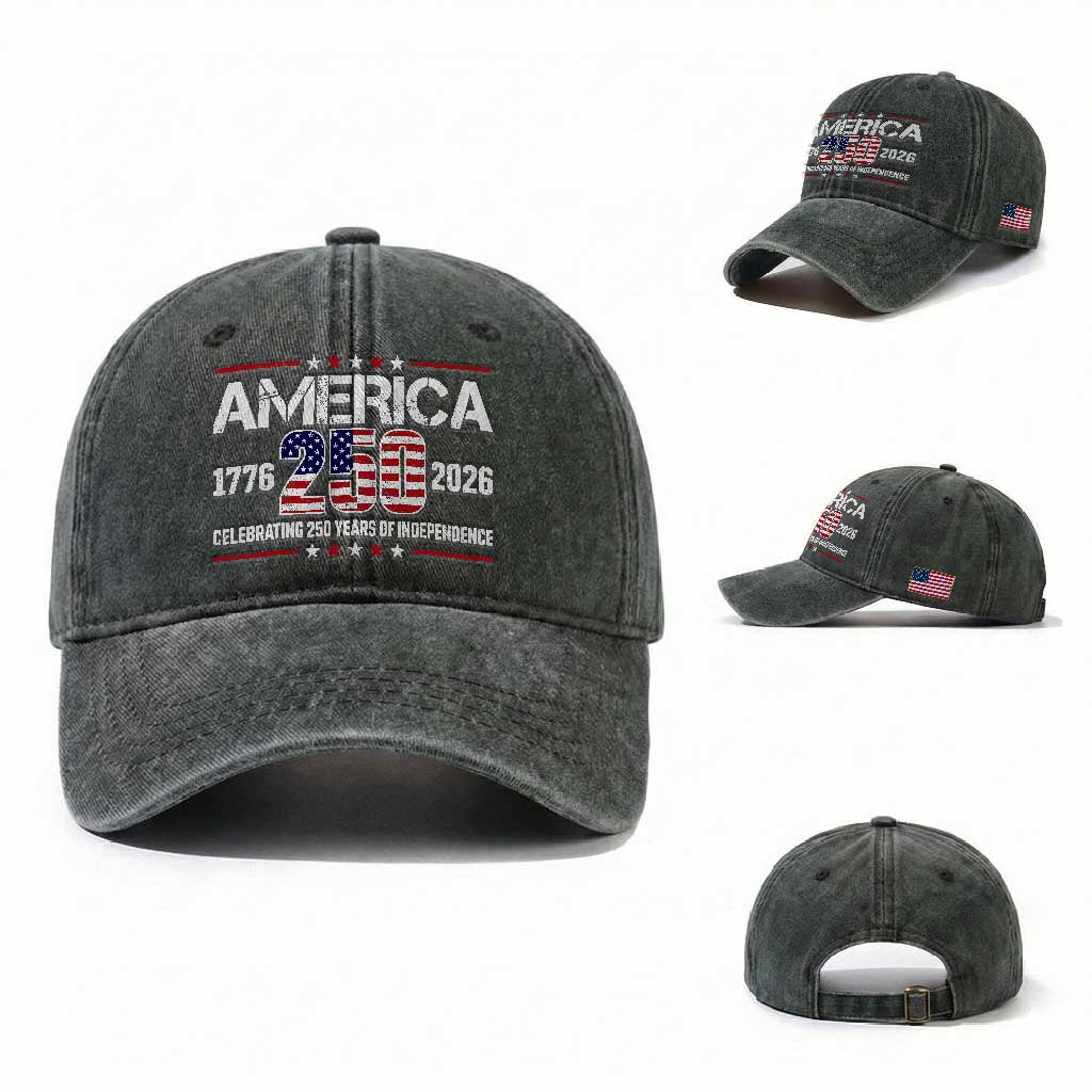 250th Anniversary Washed Cotton Baseball Cap American 250 Years Birthday Patriotic 1776 2026