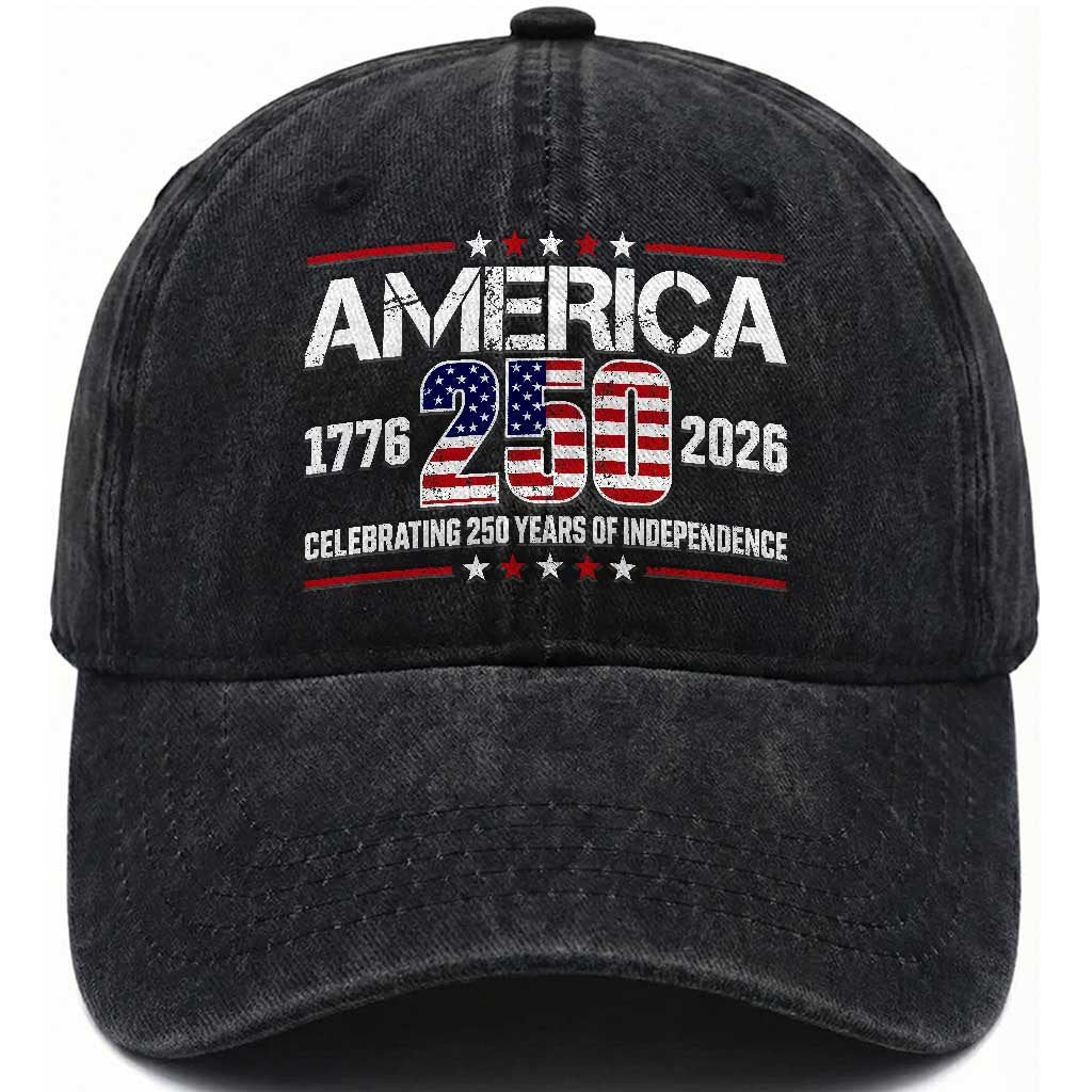 250th Anniversary Washed Cotton Baseball Cap American 250 Years Birthday Patriotic 1776 2026