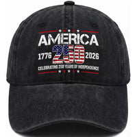 250th Anniversary Washed Cotton Baseball Cap American 250 Years Birthday Patriotic 1776 2026
