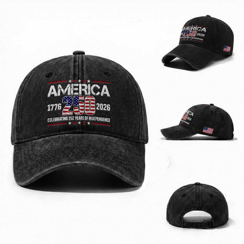 250th Anniversary Washed Cotton Baseball Cap American 250 Years Birthday Patriotic 1776 2026