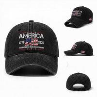 250th Anniversary Washed Cotton Baseball Cap American 250 Years Birthday Patriotic 1776 2026