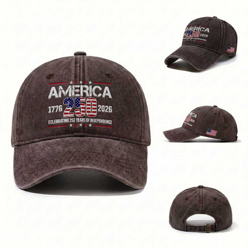 250th Anniversary Washed Cotton Baseball Cap American 250 Years Birthday Patriotic 1776 2026