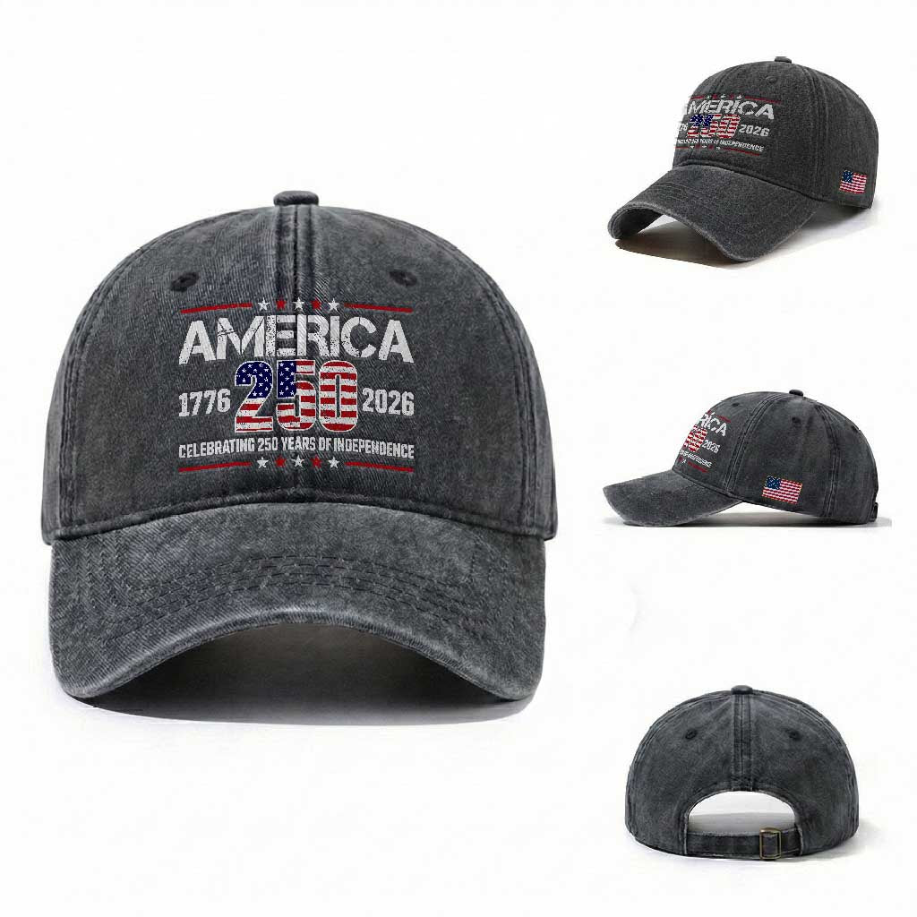 250th Anniversary Washed Cotton Baseball Cap American 250 Years Birthday Patriotic 1776 2026