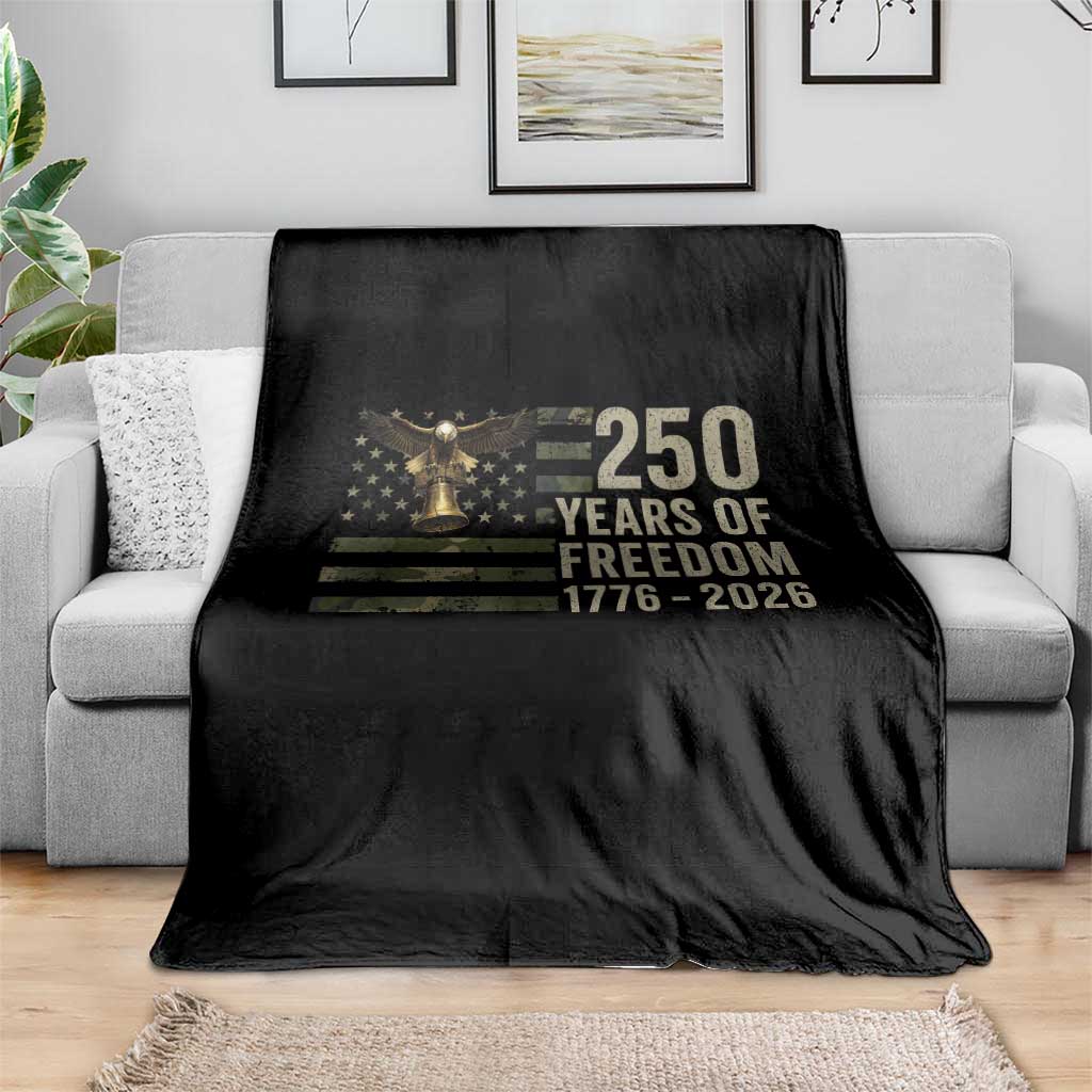 250th Anniversary Throw Blanket 1776 2026 250 Years Birthday Patriotic Camouflage USA Flag
