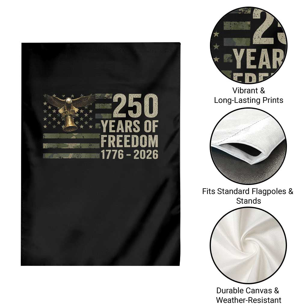 250th Anniversary Garden Flag 1776 2026 250 Years Birthday Patriotic Camouflage USA Flag