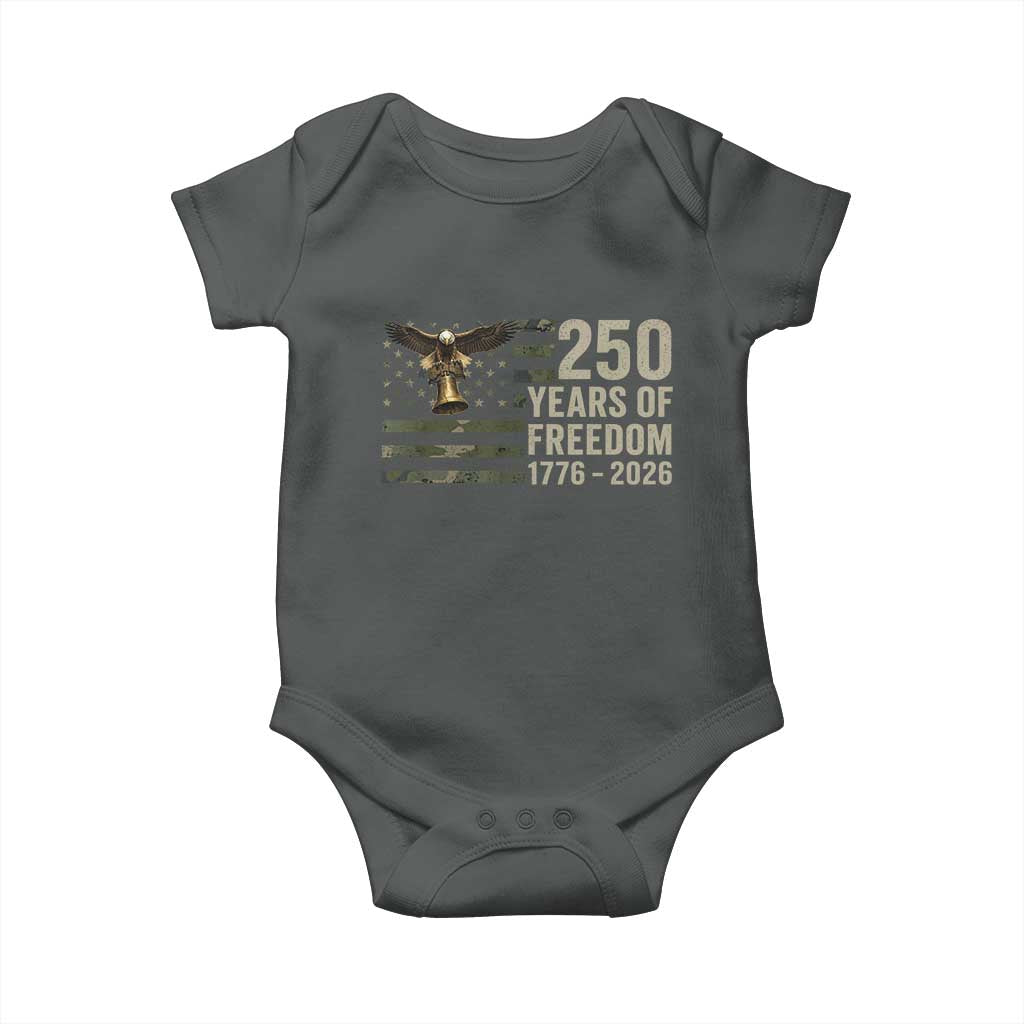 250th Anniversary Baby Onesie 1776 2026 250 Years Birthday Patriotic Camouflage USA Flag