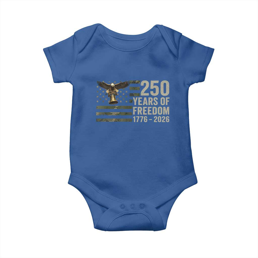 250th Anniversary Baby Onesie 1776 2026 250 Years Birthday Patriotic Camouflage USA Flag