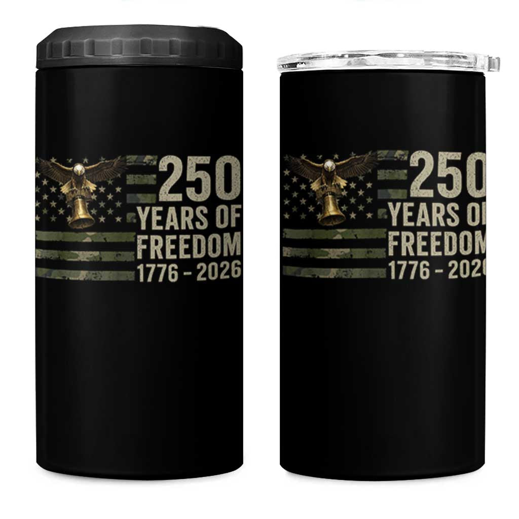 250th Anniversary 4 in 1 Can Cooler Tumbler 1776 2026 250 Years Birthday Patriotic Camouflage USA Flag