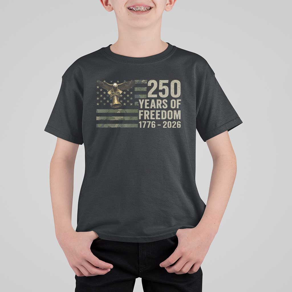 250th Anniversary T Shirt For Kid 1776 2026 250 Years Birthday Patriotic Camouflage USA Flag