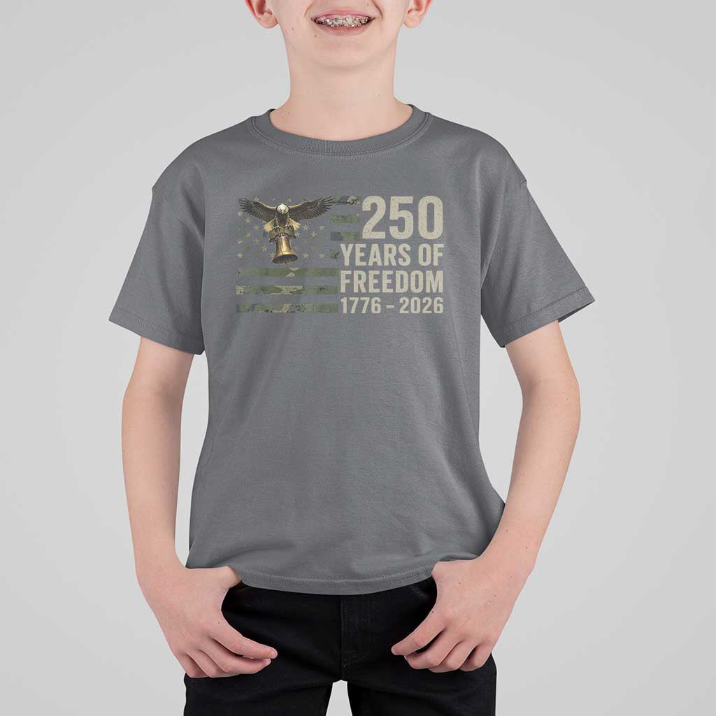250th Anniversary T Shirt For Kid 1776 2026 250 Years Birthday Patriotic Camouflage USA Flag