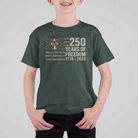 250th Anniversary T Shirt For Kid 1776 2026 250 Years Birthday Patriotic Camouflage USA Flag