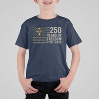 250th Anniversary T Shirt For Kid 1776 2026 250 Years Birthday Patriotic Camouflage USA Flag