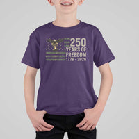 250th Anniversary T Shirt For Kid 1776 2026 250 Years Birthday Patriotic Camouflage USA Flag