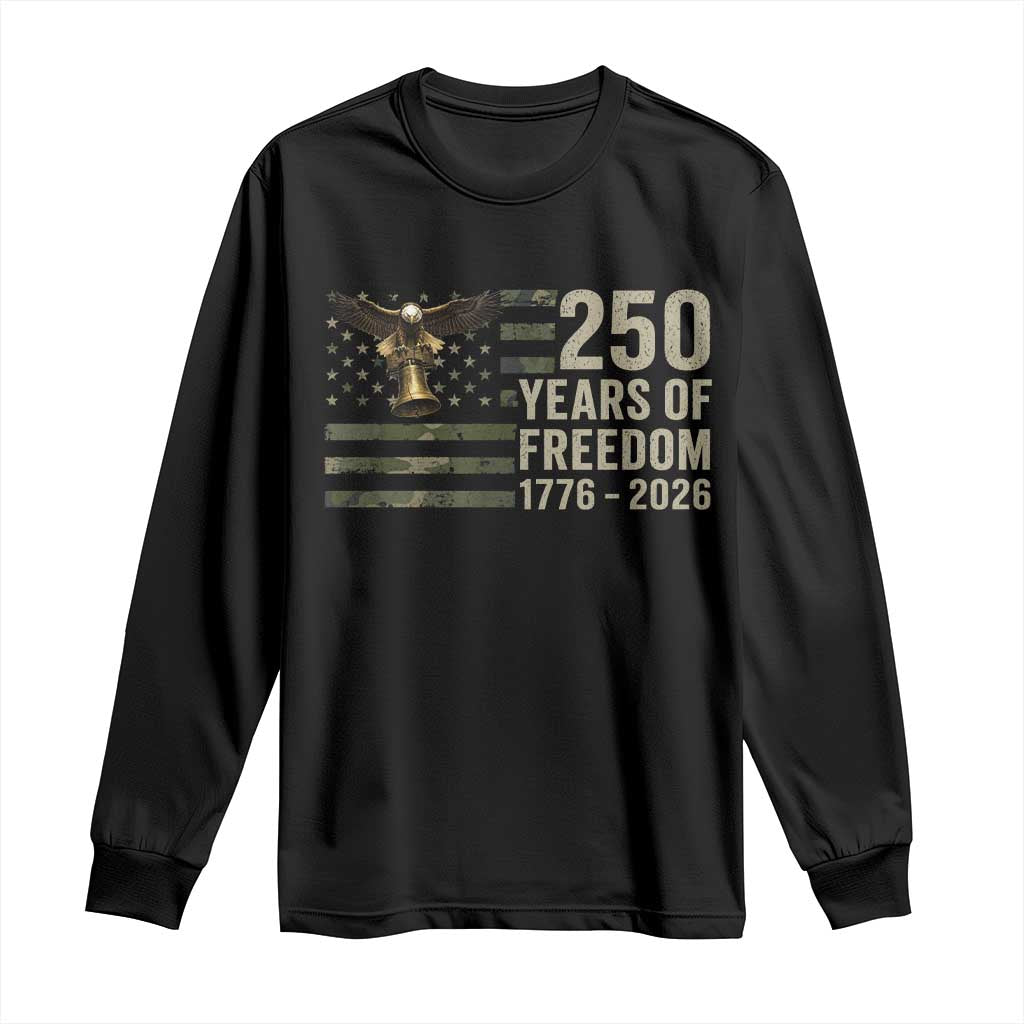250th Anniversary Long Sleeve Shirt 1776 2026 250 Years Birthday Patriotic Camouflage USA Flag