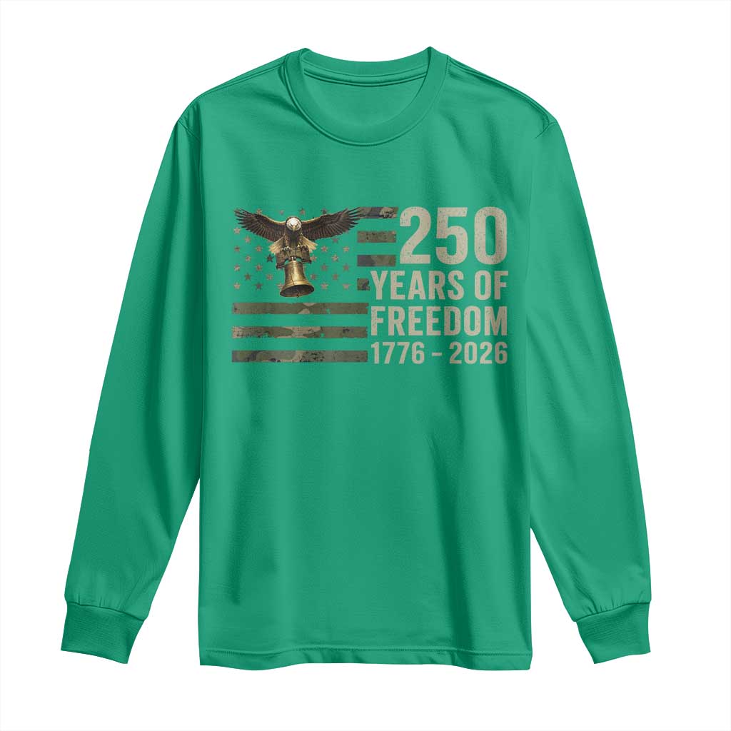 250th Anniversary Long Sleeve Shirt 1776 2026 250 Years Birthday Patriotic Camouflage USA Flag