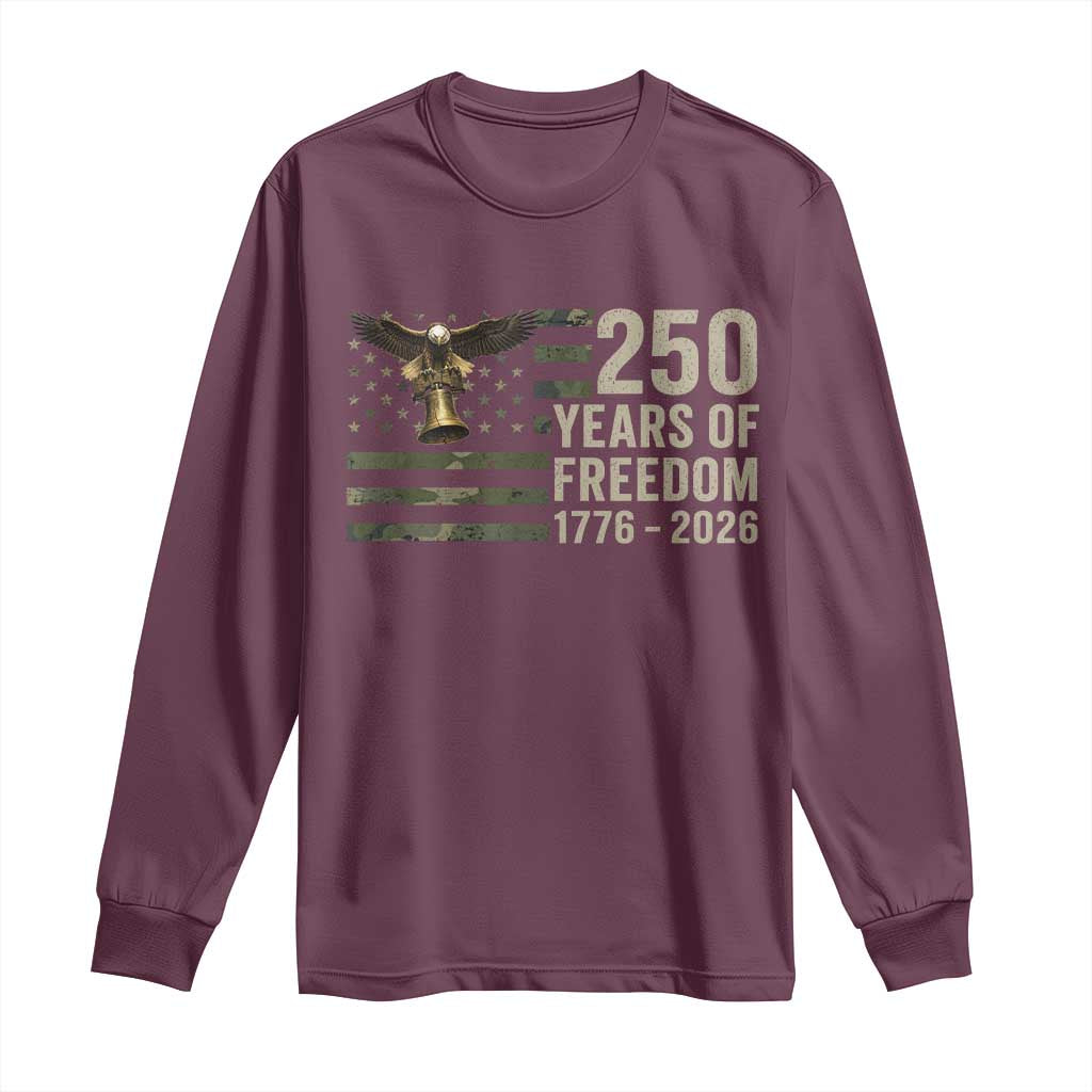 250th Anniversary Long Sleeve Shirt 1776 2026 250 Years Birthday Patriotic Camouflage USA Flag