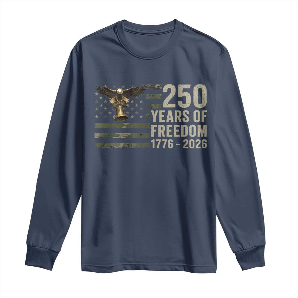 250th Anniversary Long Sleeve Shirt 1776 2026 250 Years Birthday Patriotic Camouflage USA Flag