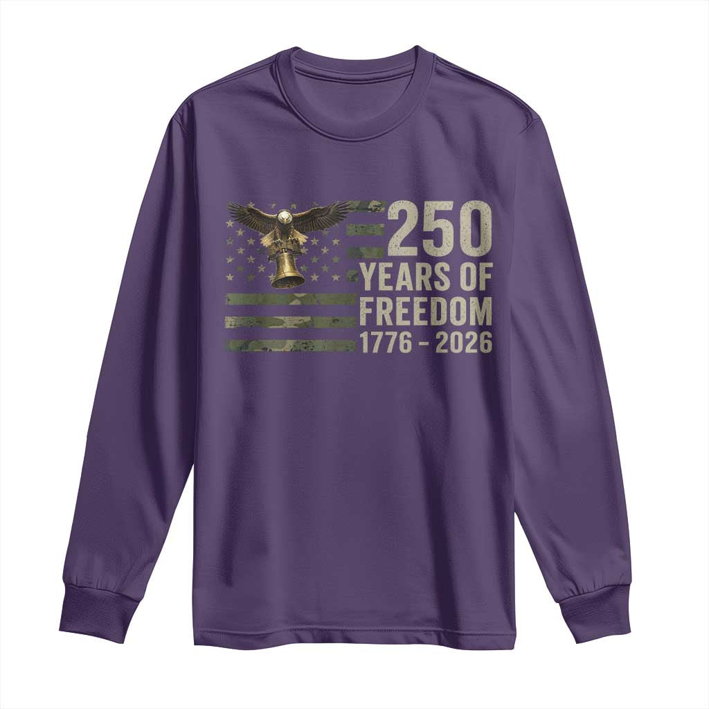 250th Anniversary Long Sleeve Shirt 1776 2026 250 Years Birthday Patriotic Camouflage USA Flag