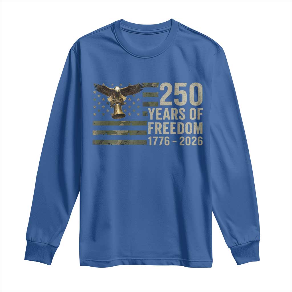250th Anniversary Long Sleeve Shirt 1776 2026 250 Years Birthday Patriotic Camouflage USA Flag