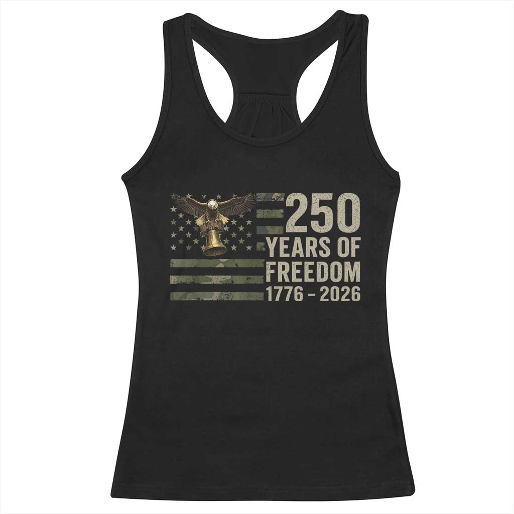 250th Anniversary Racerback Tank Top 1776 2026 250 Years Birthday Patriotic Camouflage USA Flag