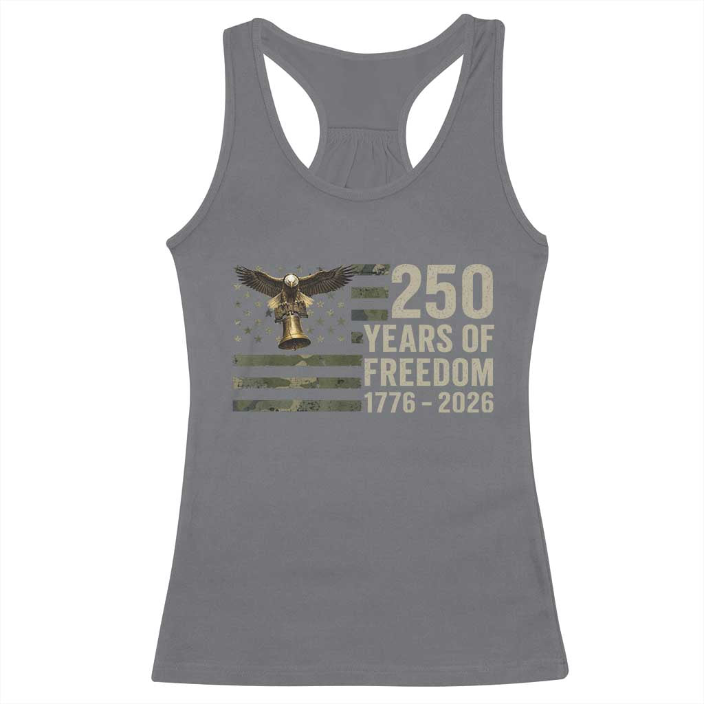 250th Anniversary Racerback Tank Top 1776 2026 250 Years Birthday Patriotic Camouflage USA Flag