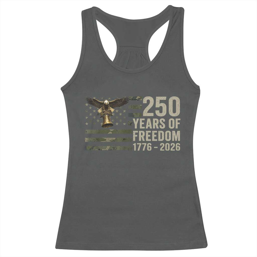 250th Anniversary Racerback Tank Top 1776 2026 250 Years Birthday Patriotic Camouflage USA Flag