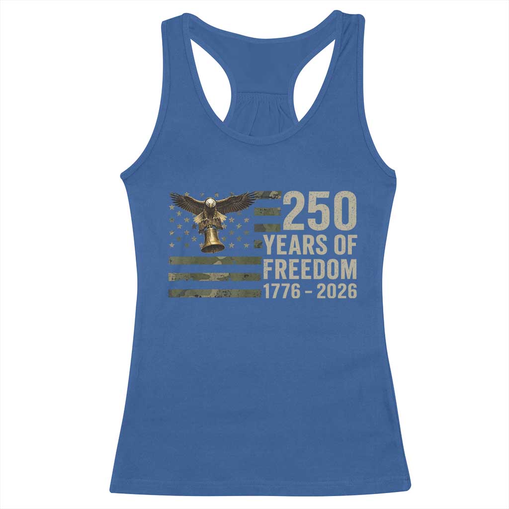250th Anniversary Racerback Tank Top 1776 2026 250 Years Birthday Patriotic Camouflage USA Flag