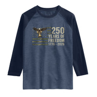 250th Anniversary Raglan Shirt 1776 2026 250 Years Birthday Patriotic Camouflage USA Flag