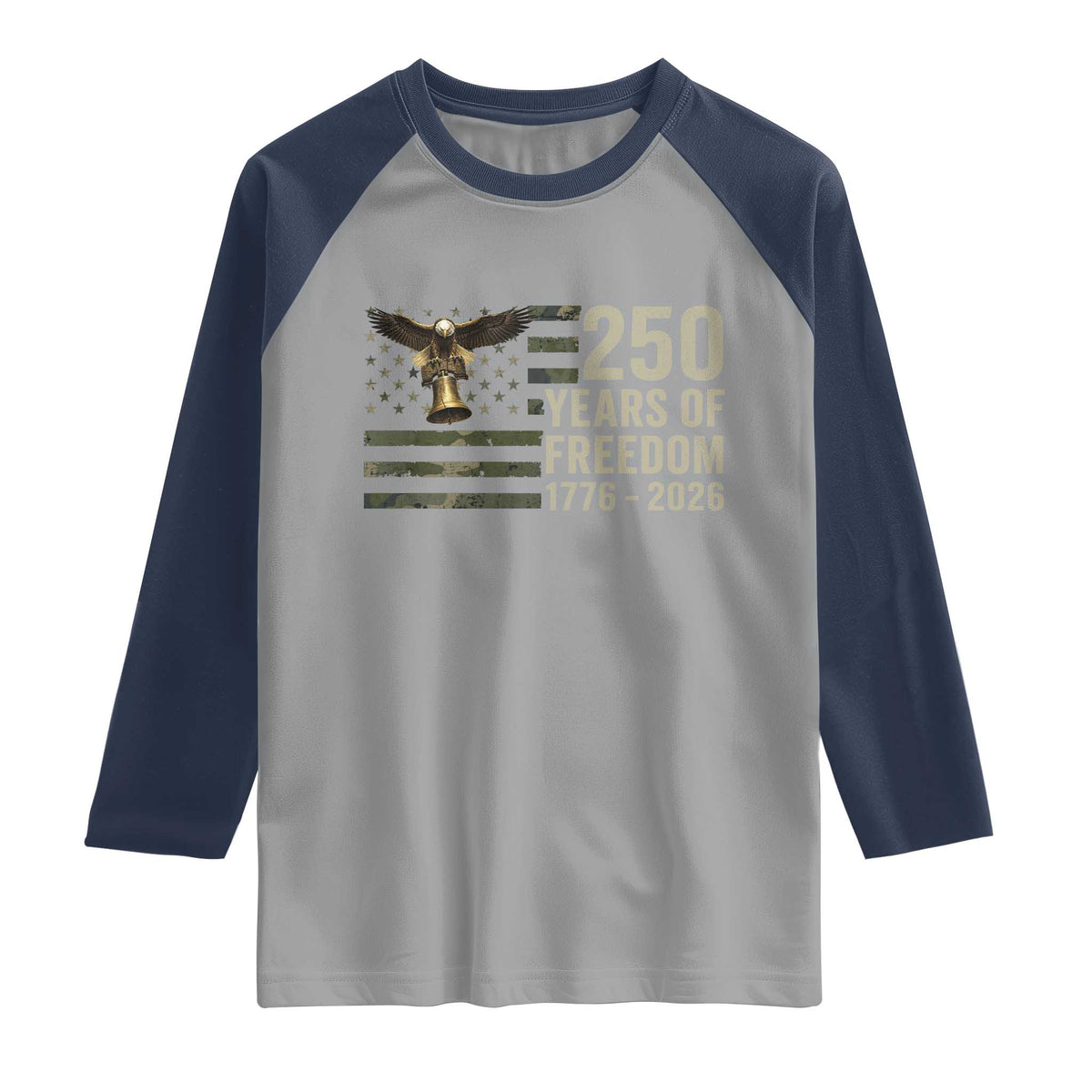 250th Anniversary Raglan Shirt 1776 2026 250 Years Birthday Patriotic Camouflage USA Flag