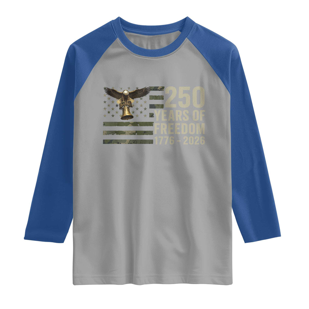 250th Anniversary Raglan Shirt 1776 2026 250 Years Birthday Patriotic Camouflage USA Flag