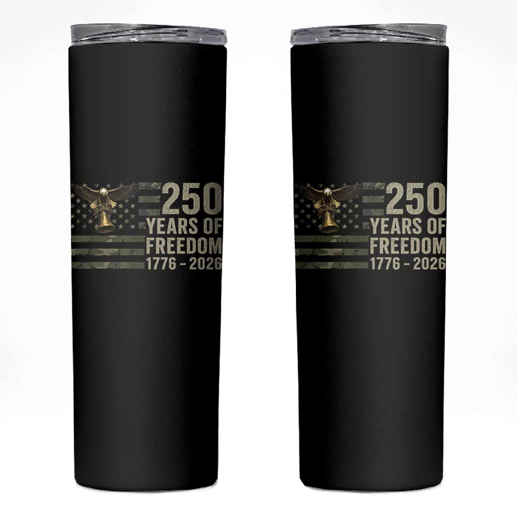 250th Anniversary Skinny Tumbler 1776 2026 250 Years Birthday Patriotic Camouflage USA Flag