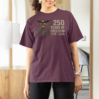 250th Anniversary T Shirt For Women 1776 2026 250 Years Birthday Patriotic Camouflage USA Flag