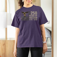 250th Anniversary T Shirt For Women 1776 2026 250 Years Birthday Patriotic Camouflage USA Flag