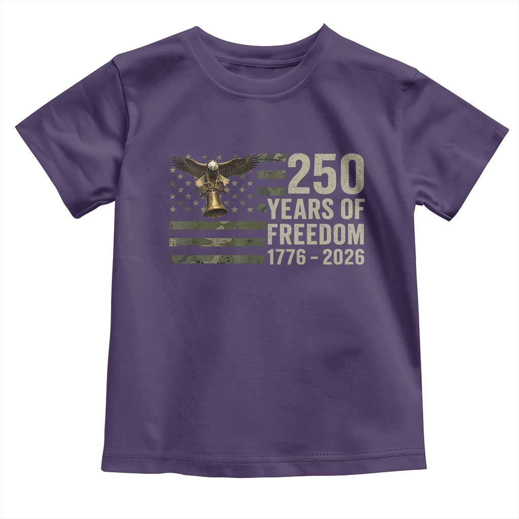 250th Anniversary Toddler T Shirt 1776 2026 250 Years Birthday Patriotic Camouflage USA Flag