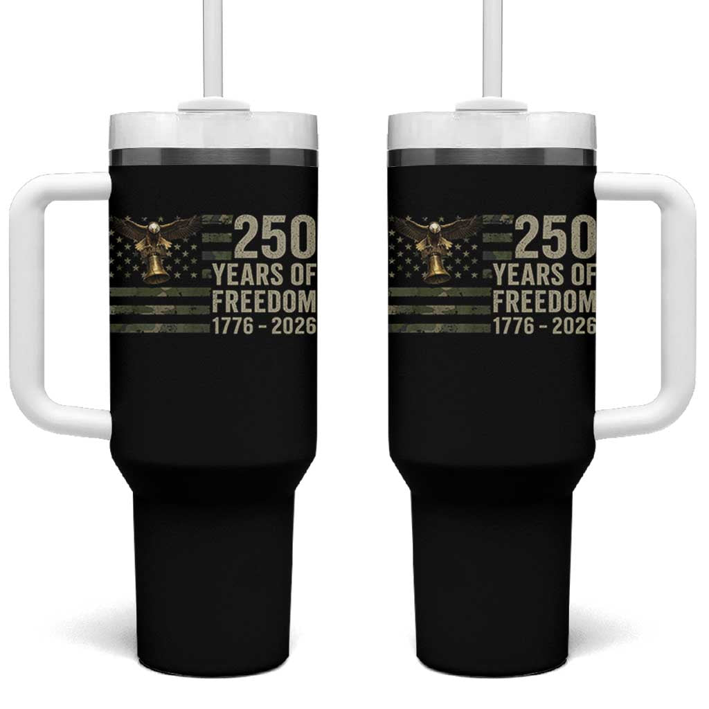 250th Anniversary Tumbler With Handle 1776 2026 250 Years Birthday Patriotic Camouflage USA Flag