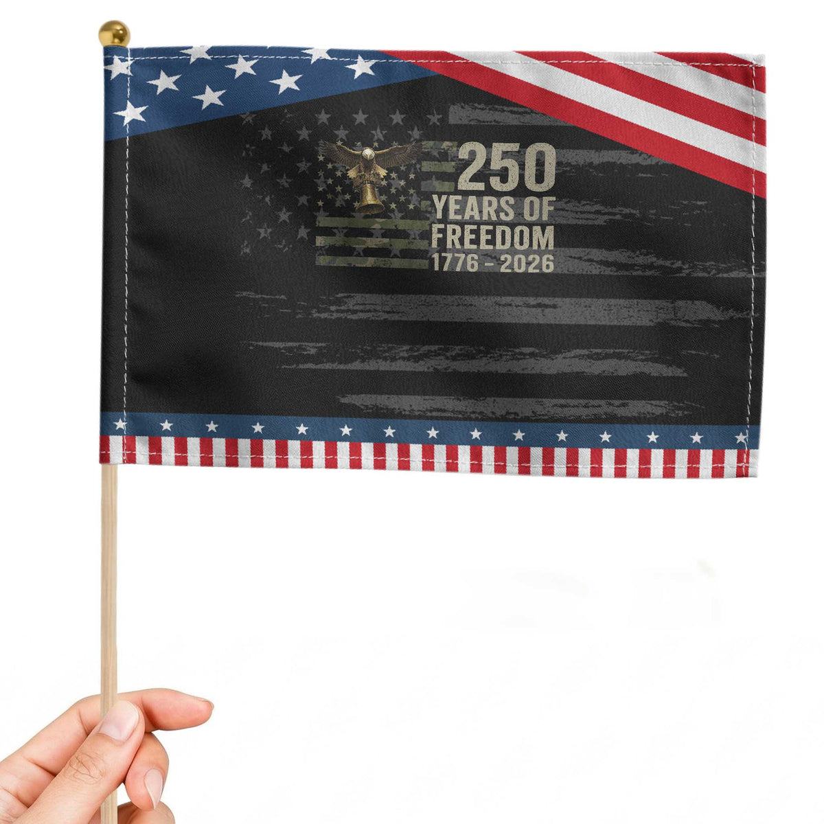 250th Anniversary Patriotic Handheld Flag 1776 2026 250 Years Birthday Patriotic Camouflage USA Flag