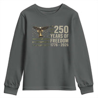 250th Anniversary Youth Sweatshirt 1776 2026 250 Years Birthday Patriotic Camouflage USA Flag