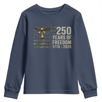 250th Anniversary Youth Sweatshirt 1776 2026 250 Years Birthday Patriotic Camouflage USA Flag