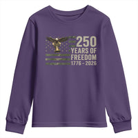 250th Anniversary Youth Sweatshirt 1776 2026 250 Years Birthday Patriotic Camouflage USA Flag