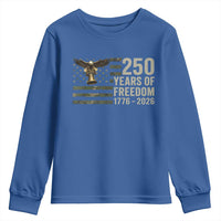 250th Anniversary Youth Sweatshirt 1776 2026 250 Years Birthday Patriotic Camouflage USA Flag