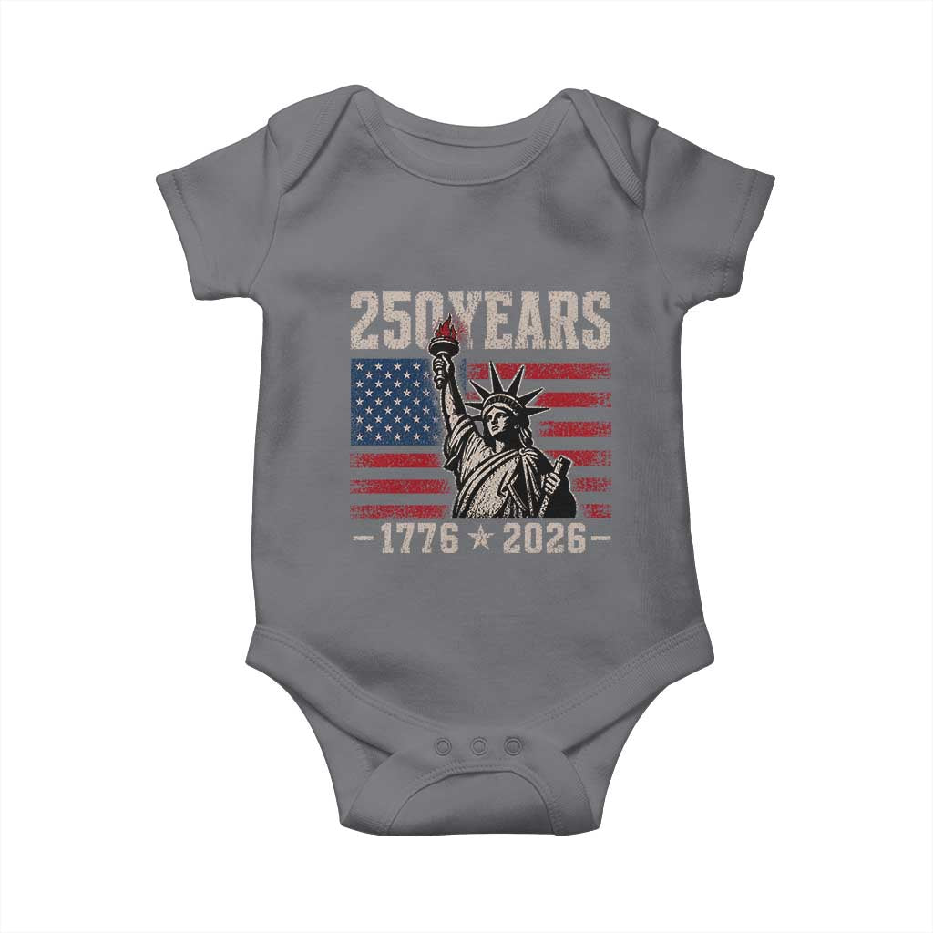 USA Independence 250th Anniversary Baby Onesie Patriotic Lady Liberty American Flag 250 Years 1776 2026