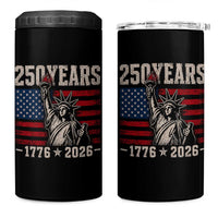 USA Independence 250th Anniversary 4 in 1 Can Cooler Tumbler Patriotic Lady Liberty American Flag 250 Years 1776 2026