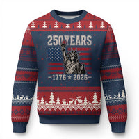 USA Independence 250th Anniversary Ugly Christmas Sweater Patriotic Lady Liberty American Flag 250 Years 1776 2026