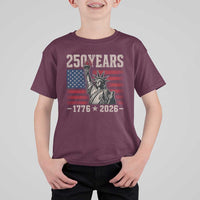 USA Independence 250th Anniversary T Shirt For Kid Patriotic Lady Liberty American Flag 250 Years 1776 2026