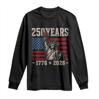 USA Independence 250th Anniversary Long Sleeve Shirt Patriotic Lady Liberty American Flag 250 Years 1776 2026