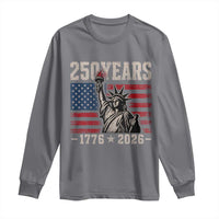 USA Independence 250th Anniversary Long Sleeve Shirt Patriotic Lady Liberty American Flag 250 Years 1776 2026