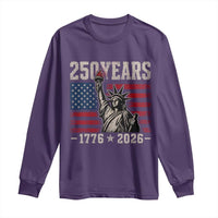 USA Independence 250th Anniversary Long Sleeve Shirt Patriotic Lady Liberty American Flag 250 Years 1776 2026