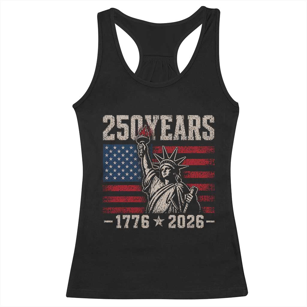 USA Independence 250th Anniversary Racerback Tank Top Patriotic Lady Liberty American Flag 250 Years 1776 2026